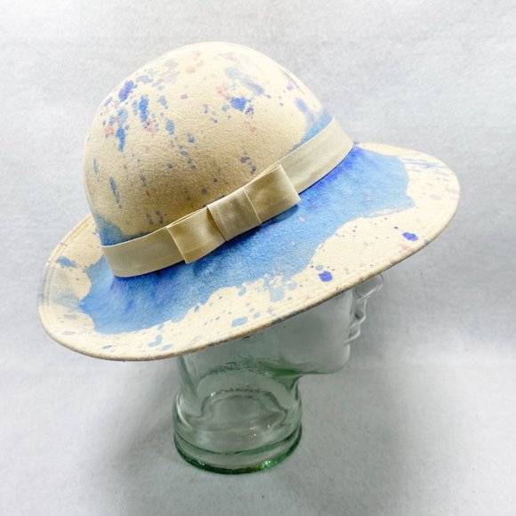 Custom Handmade Cream Pastel Tie-Dye Wool Rancher main image 14
